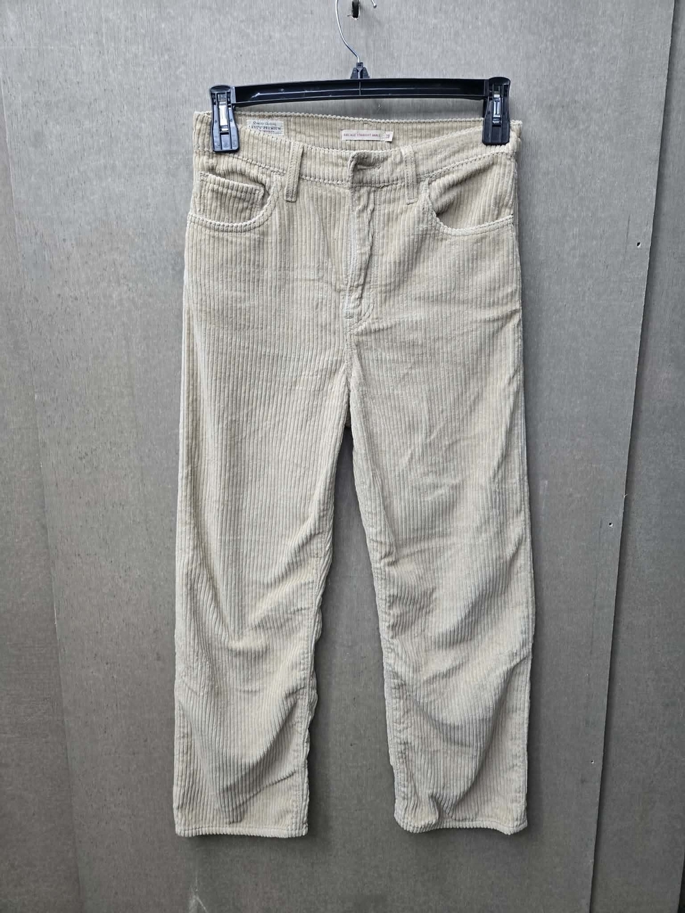 Levi's Premium Ribcage Straight Ankle Corduroy Pants Ivory‎ Cream Size 28